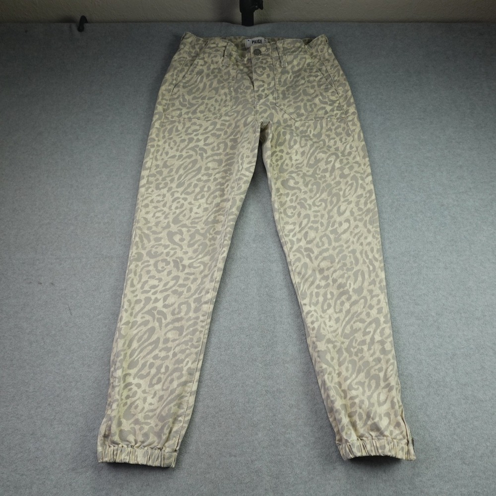 Paige Pants Womens 26 Tan Leopard Print Mayslie Jogger Slim